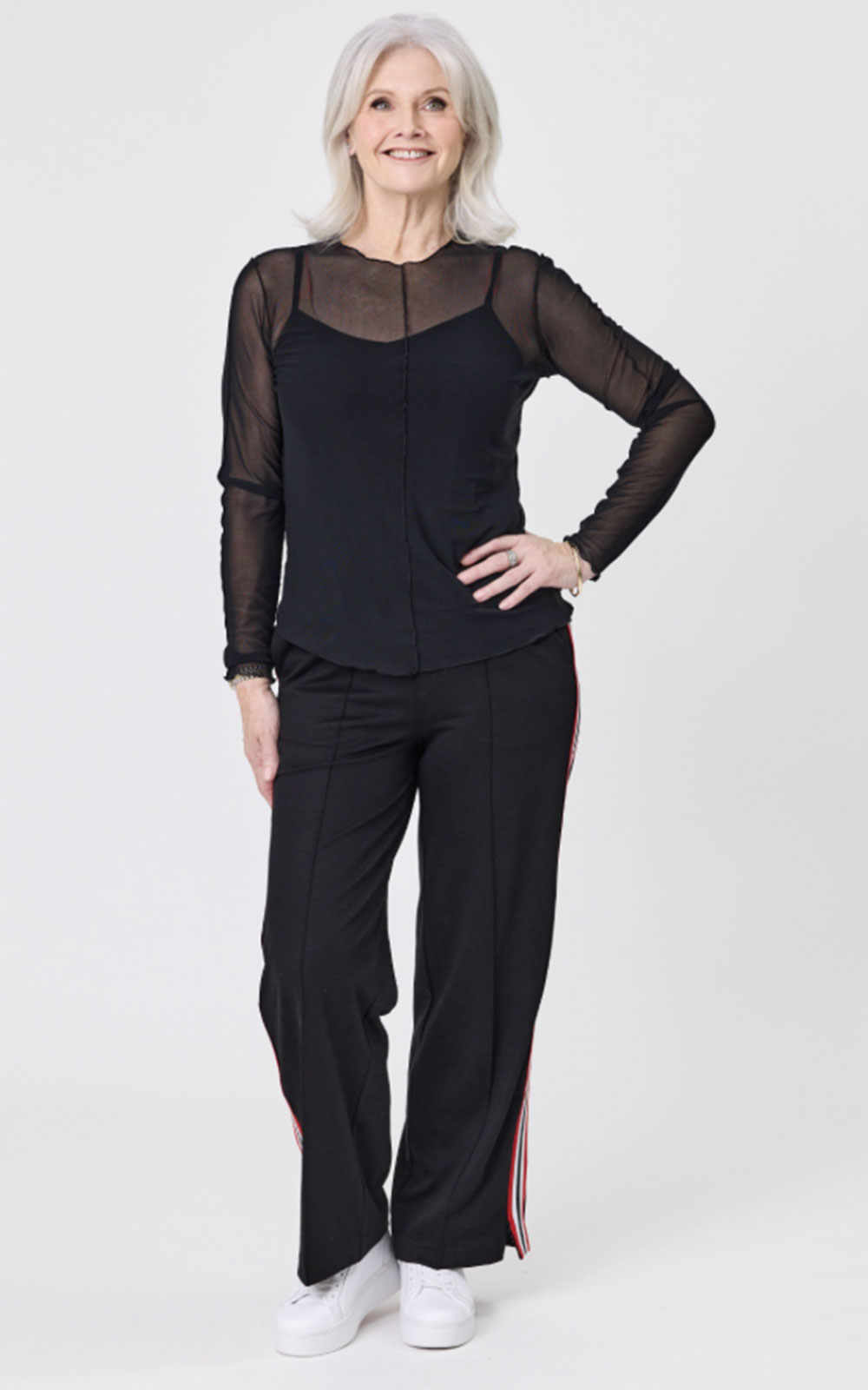 Chloe Pant Red Stripe product photo.