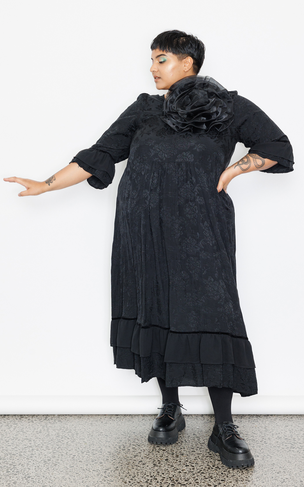 Ophelia Dress In Jacquard – Zebrano | Designer Clothing NZ