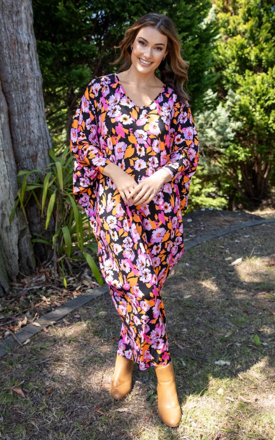 L/S Miracle Maxi Dress In Rosella product photo.