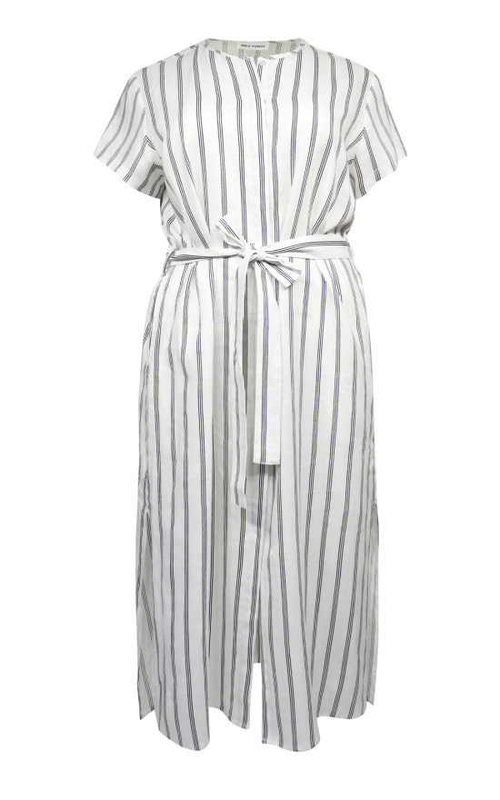 Shell Dress In Tri Stripe Linen product photo.