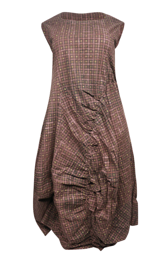 Side Ruche Check Dress product photo.