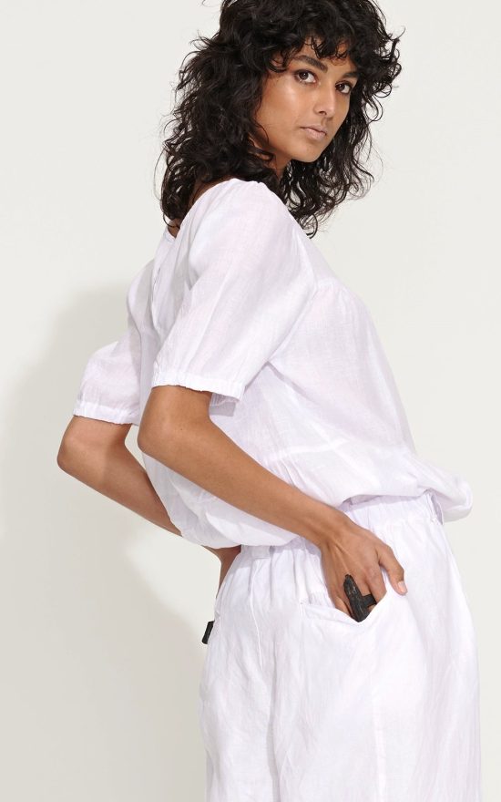 Tiered Linen Top product photo.