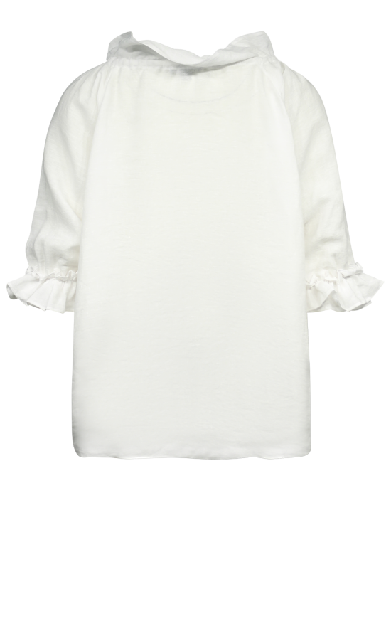 Frill Neck And Slv Linen Top product photo.