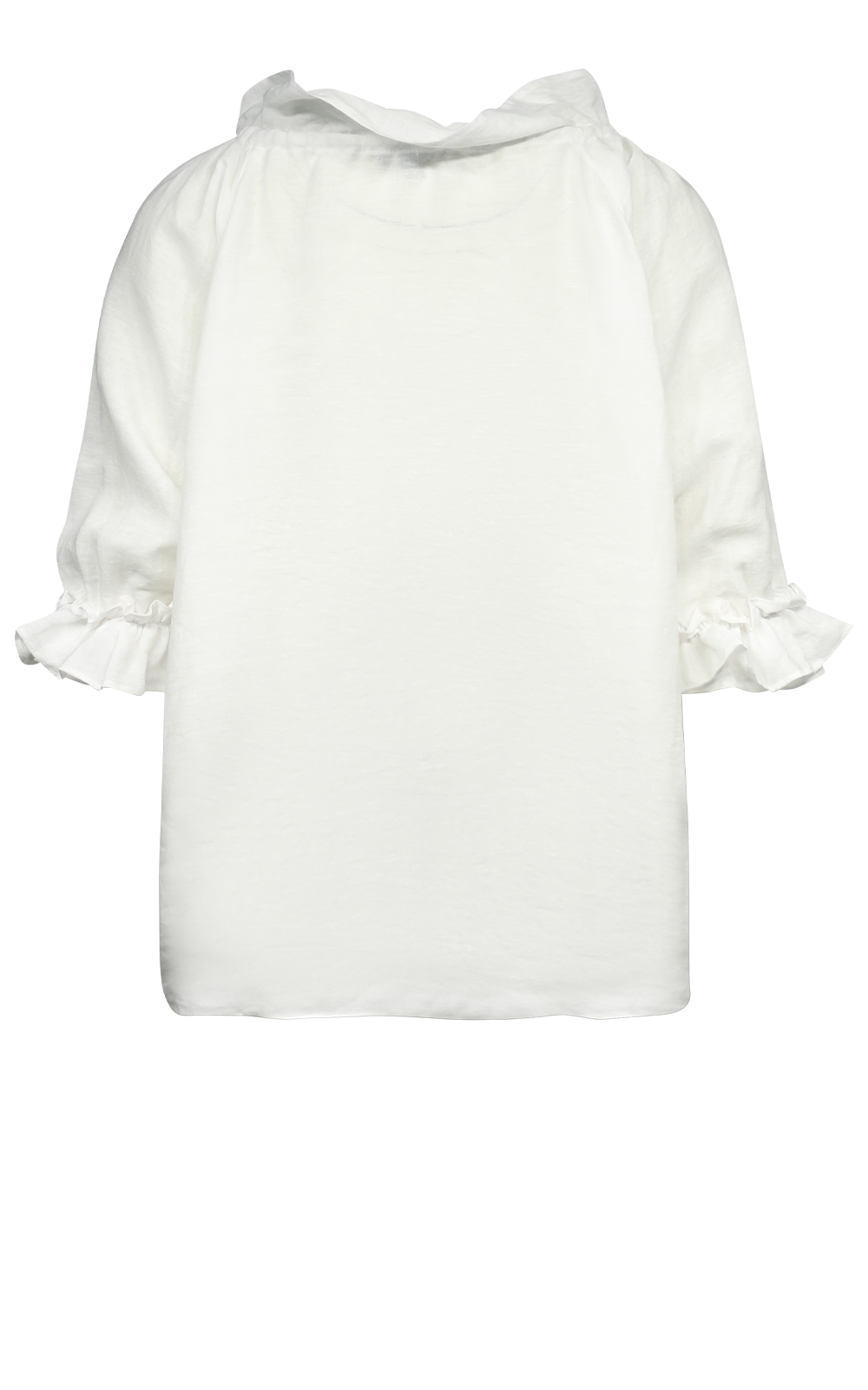 Frill Neck And Slv Linen Top Zebrano Designer Clothing NZ