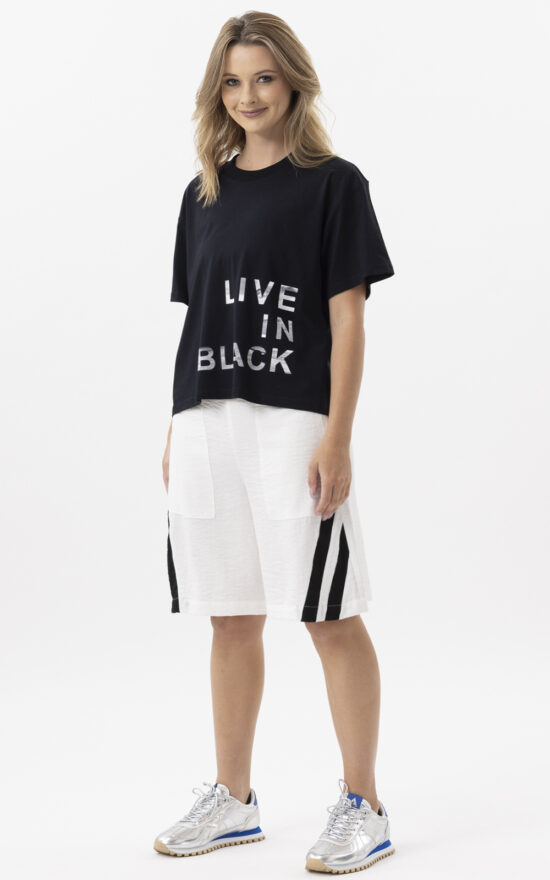 Live In Black Tee New Shape product photo.