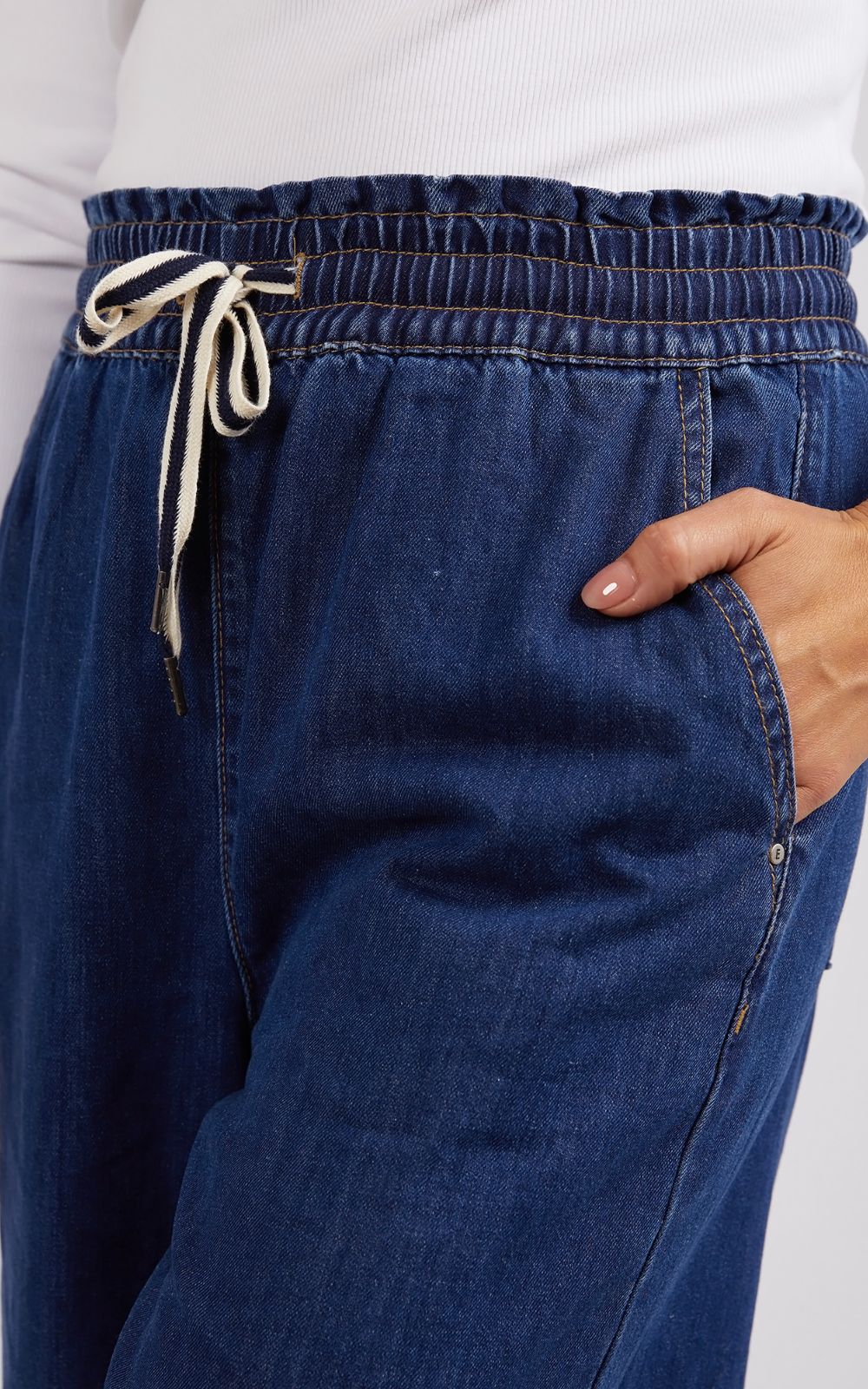 Greta Wide Leg Pant in Mid Blue Denim Greta Wide Leg Pant in Mid Blue Denim