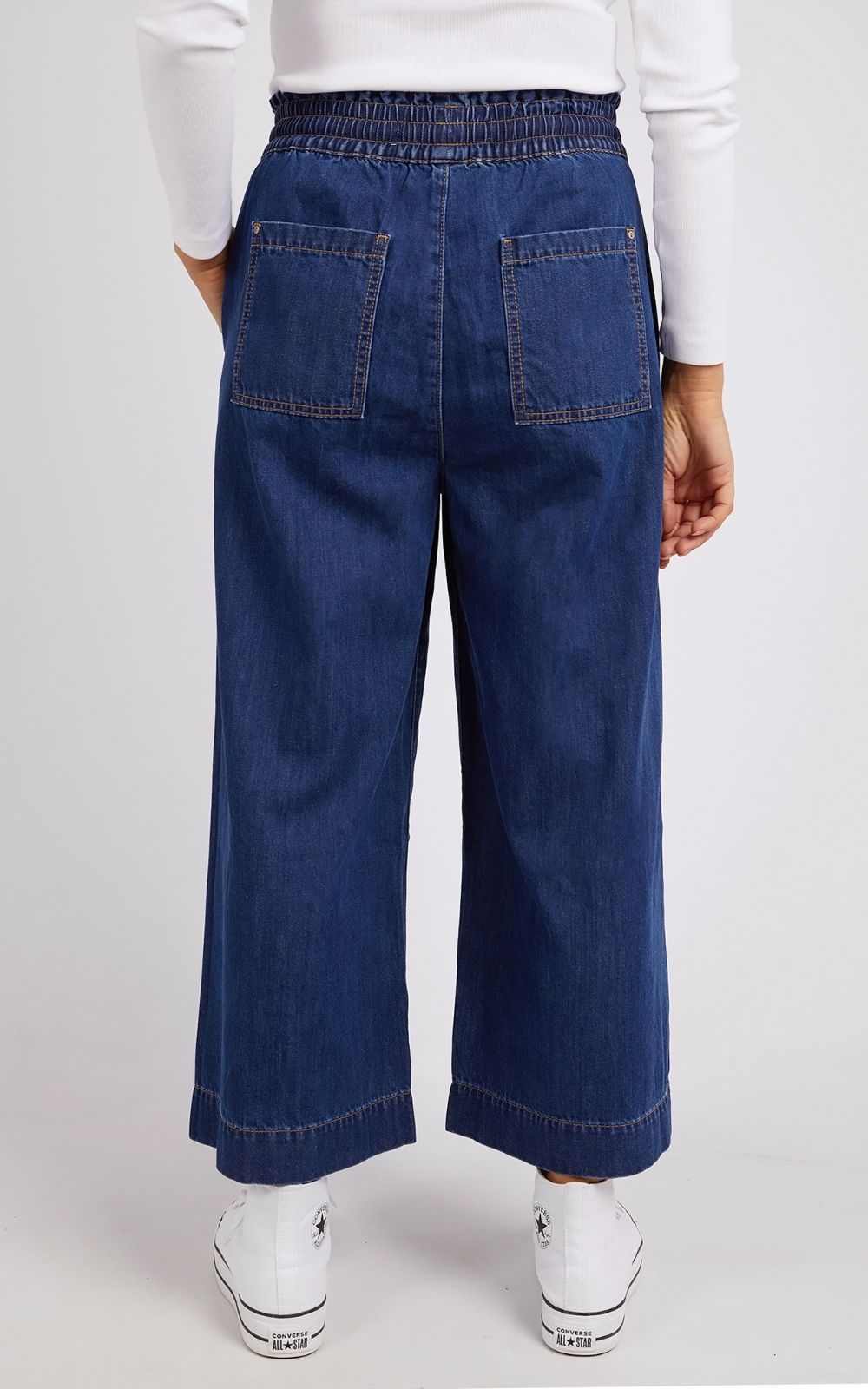 Greta Wide Leg Pant in Mid Blue Denim Greta Wide Leg Pant in Mid Blue Denim