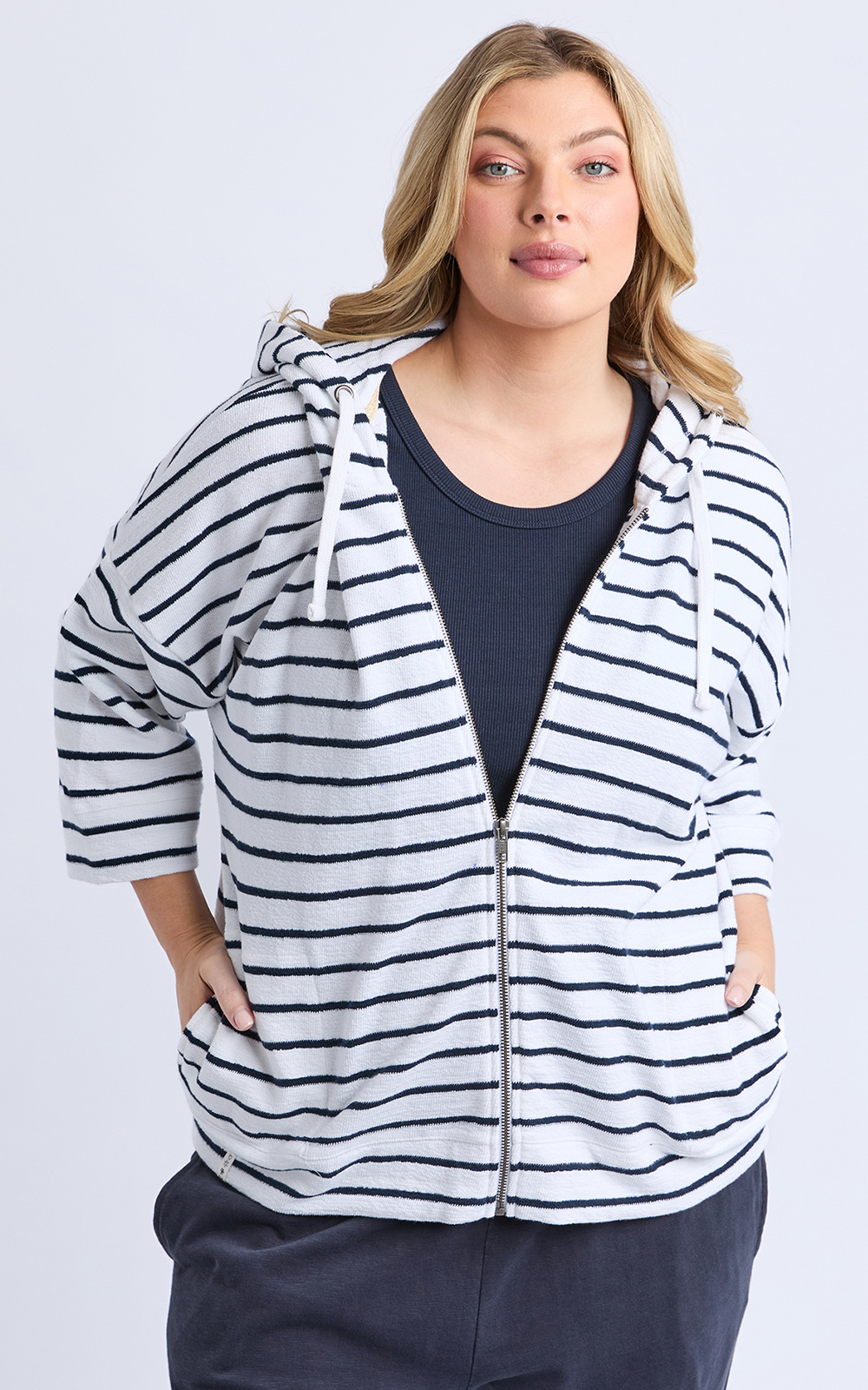 Beachy Hoodie Stripe product photo.