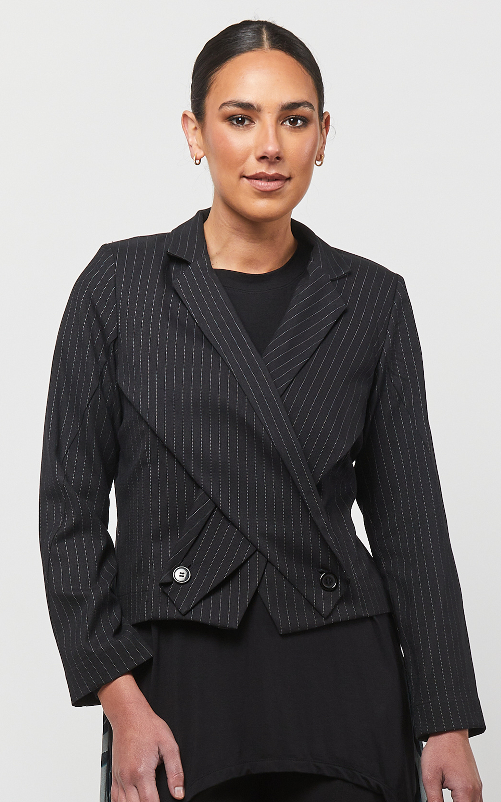 Pinstripe Crossover Jacket product photo.