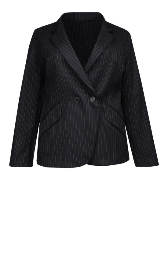 Pinstripe Boyfriend Jacket product photo.