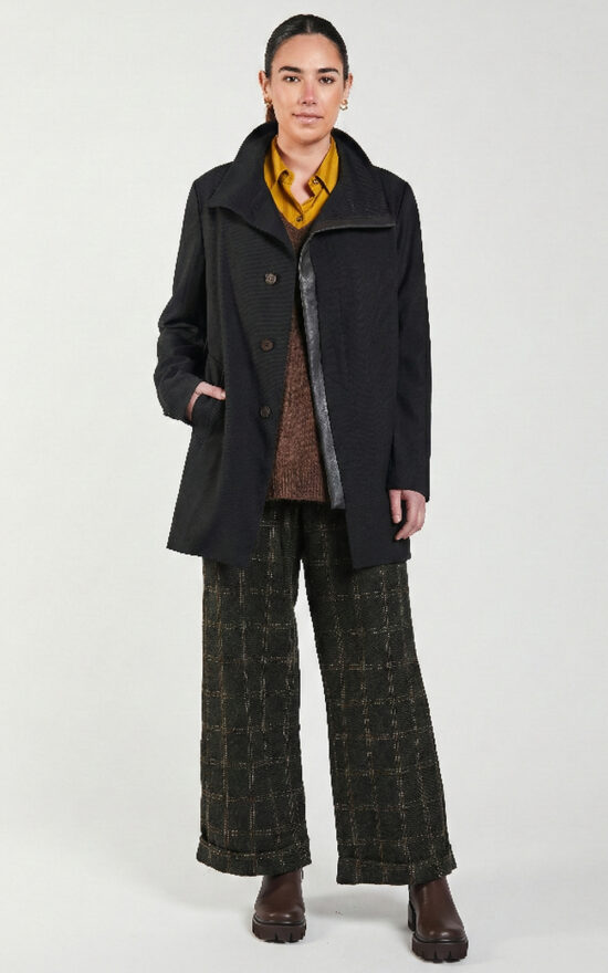 Leather Panel Coat product photo.
