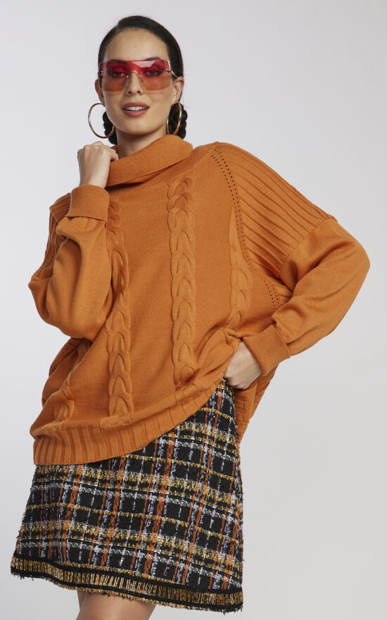 Boxy Cabled Sweater product photo.