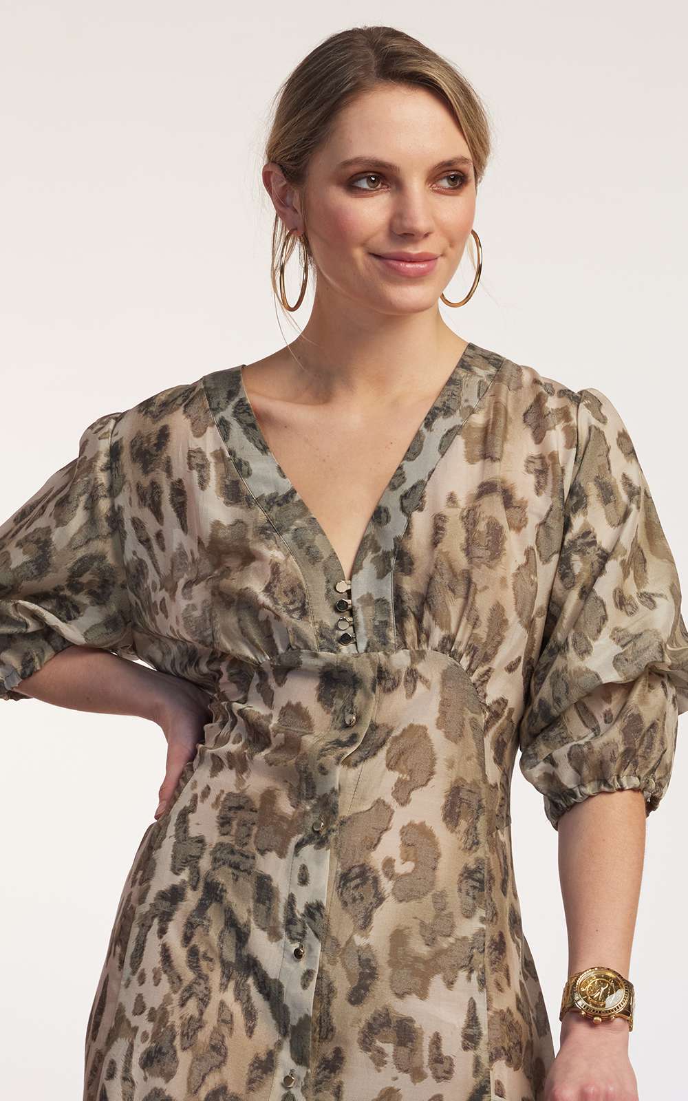 Button Front Soft Sleeved Dress – Zebrano | Designer Clothing NZ