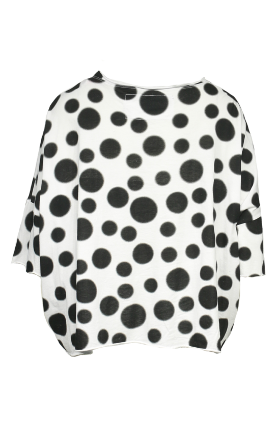Fuzzy Dot Raw Top In Cotton  product photo.