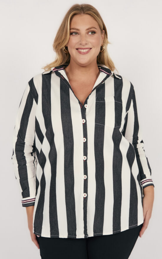 Natalia Oversized Shirt In Harbour Lines product photo.