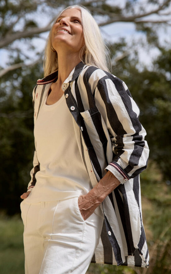 Natalia Oversized Shirt In Harbour Lines product photo.