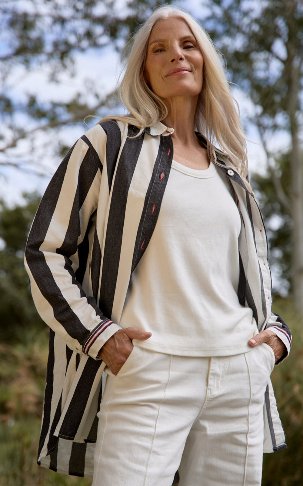 Natalia Oversized Shirt In Harbour Lines product photo.