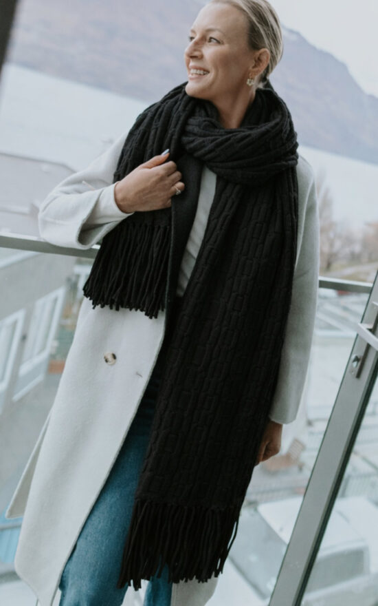 Adele Cable Knit Scarf product photo.