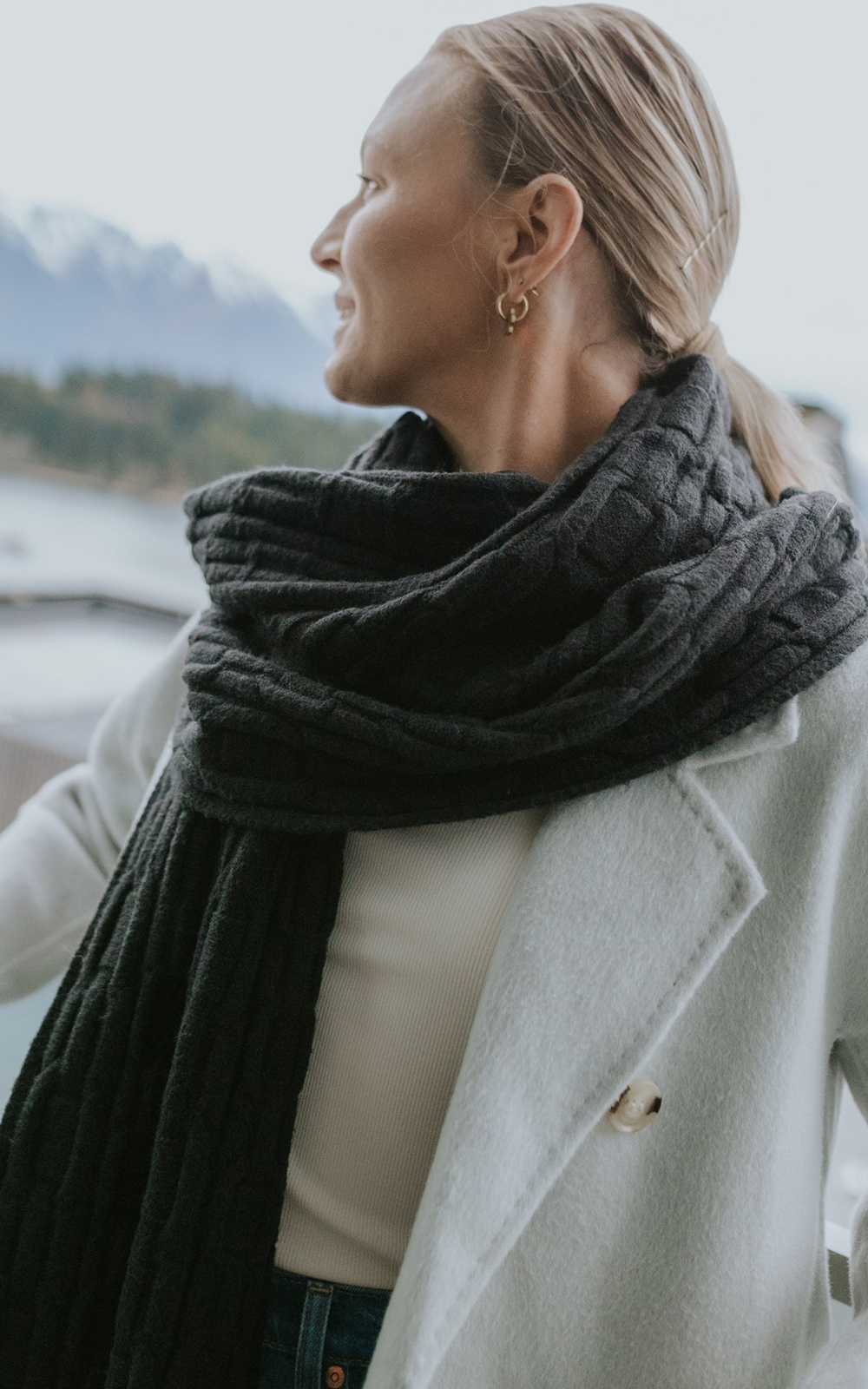 Adele Cable Knit Scarf product photo.