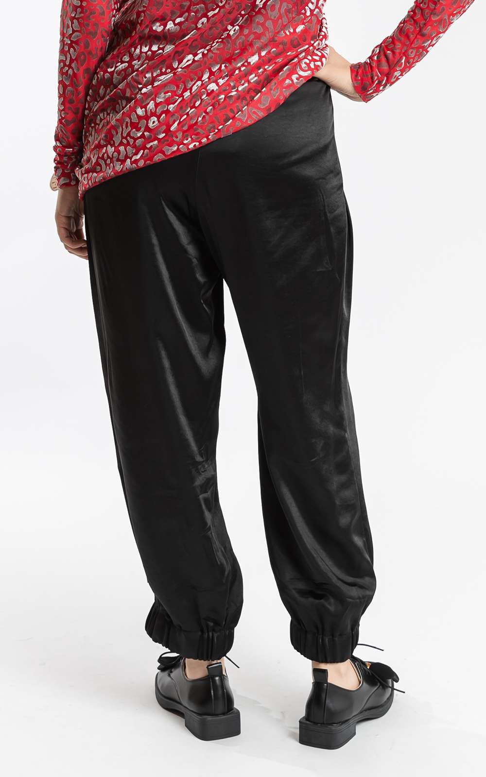 パンツ SAPIO FW23 DOUBLE SATIN TROUSERS (N7.DOUBLESATIN.D BLACK) zsangbee Women's Satin Wide Leg Pants High Waisted Work