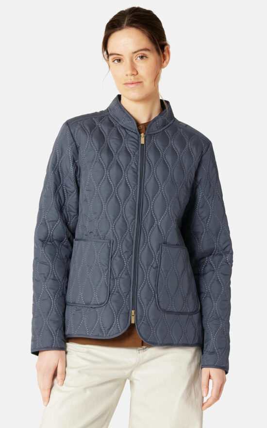 Short Quilted Two Way Zip Jacket product photo.