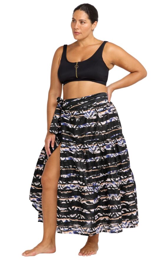Elgar Maxi Tiered Wrap Skirt  product photo.