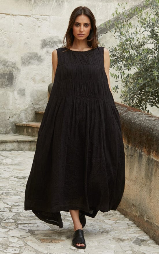 Athena Dress Long In Gauze Cotton  product photo.