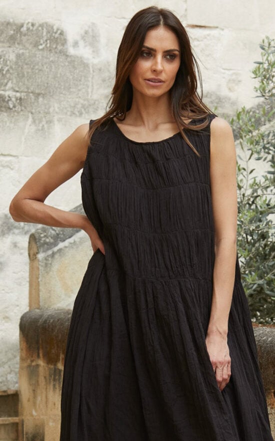 Athena Dress Long In Gauze Cotton  product photo.