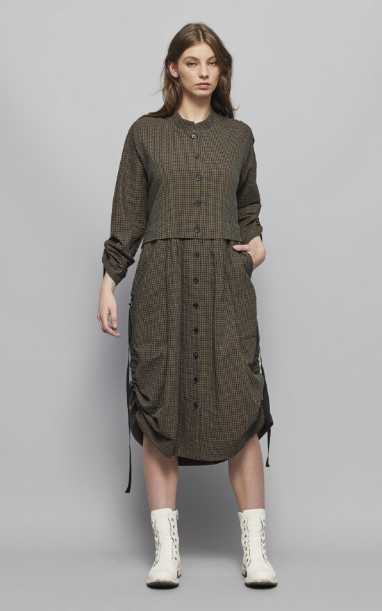 Discord Shirt Dress In Seersucker Check product photo.