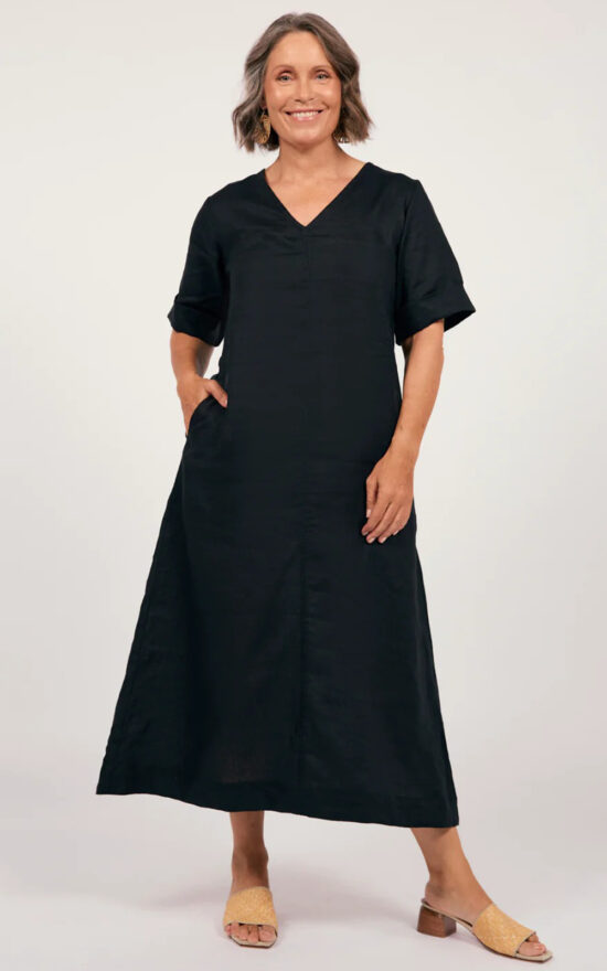 Tamara Linen V Neck Dress product photo.