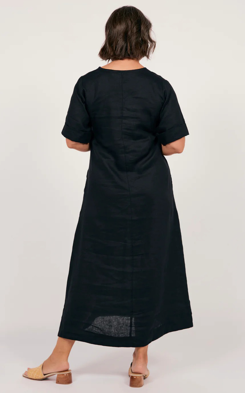 Tamara Linen V Neck Dress product photo.