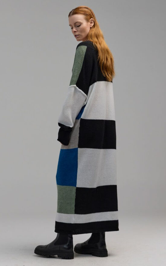 Carmel Knit Stripe Dress   product photo.