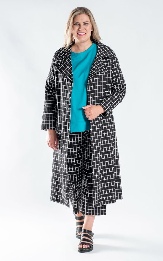 Chequered Long Jacket product photo.