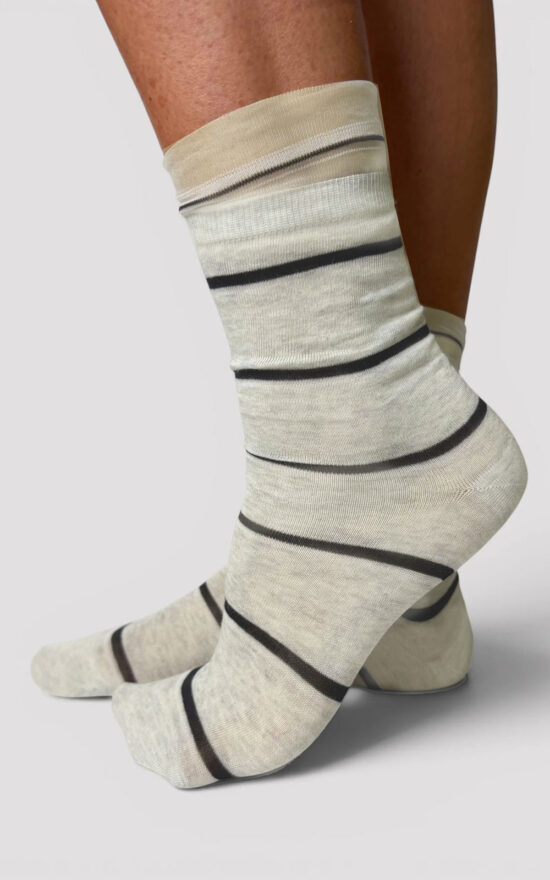 Double Stripe Frill Sock product photo.