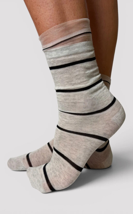Double Stripe Frill Sock product photo.