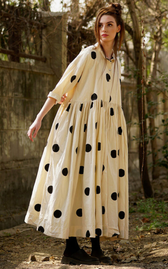 Edith Long Dress In Cotton Twill  product photo.