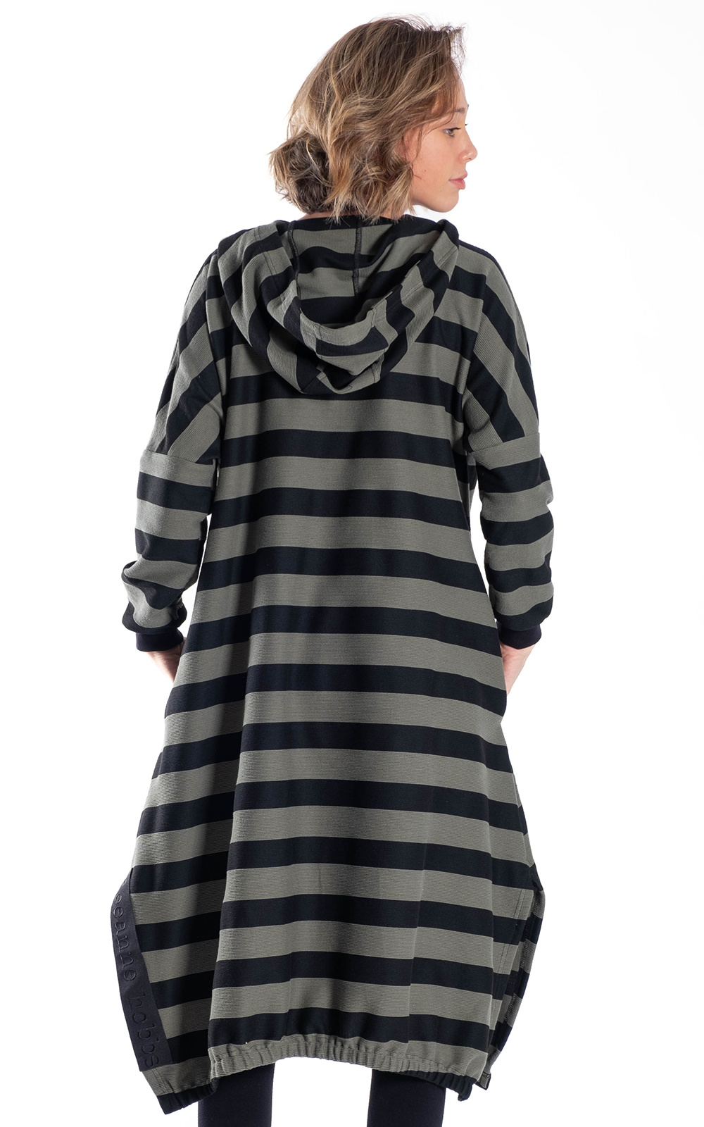 ★ Be HERMEdes nz ★ Eva Hoodie Dress-Stripe – Zebrano | Designer Clothing NZ