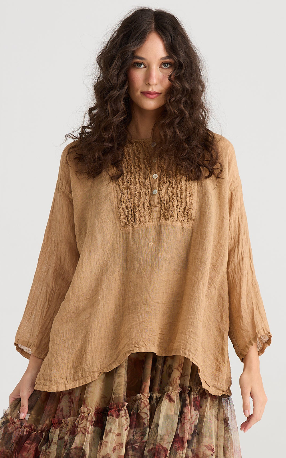 Florian Linen Gauze Top | Coconut Florian Linen Gauze Top | Coconut