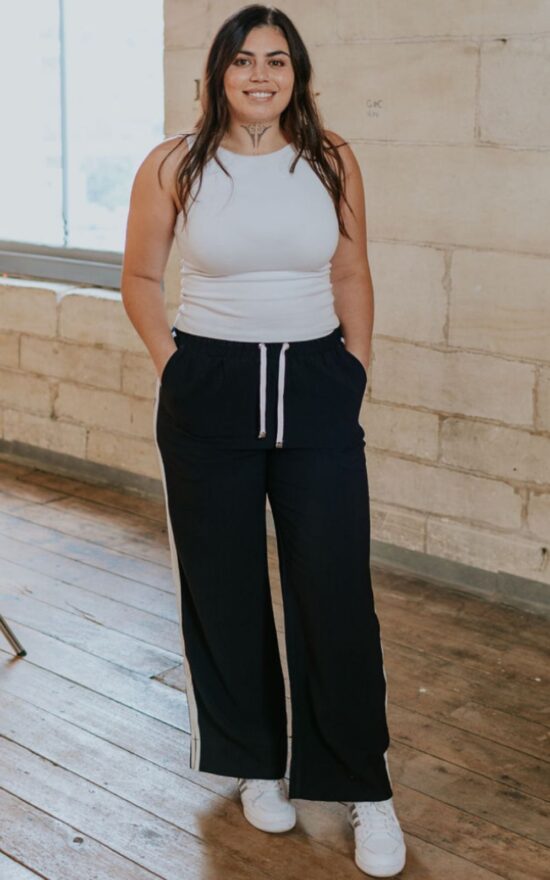 Indiana Side Stripe Wide Leg Pant product photo.