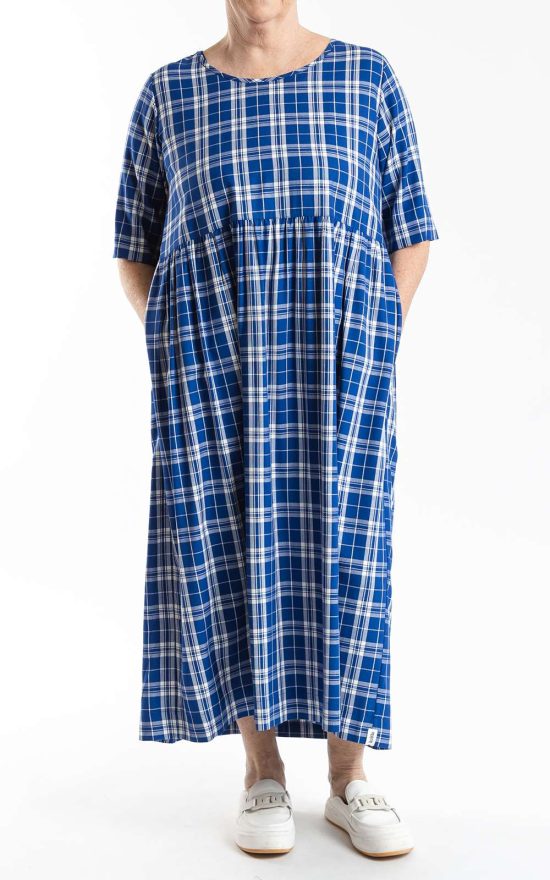 Lavish Dress Electric Blue Chq product photo.