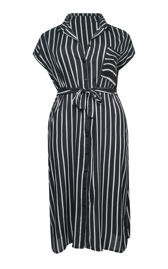 Striped Shirt Dress product photo.