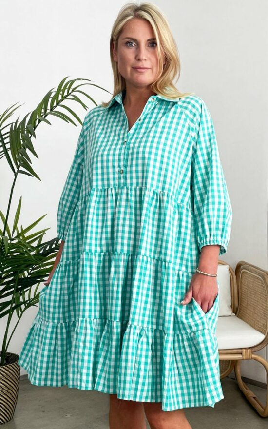 Gingham Tiered Dress product photo.