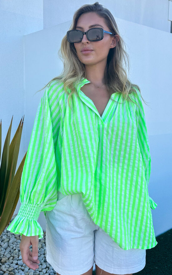 Neon Relaxed Striped Top product photo.