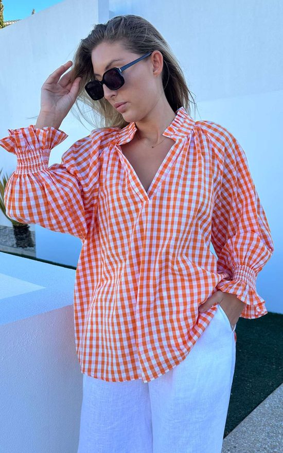 Gingham Relaxed Top product photo.