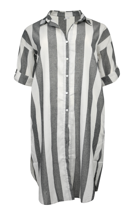 Striped Shirt Dress product photo.