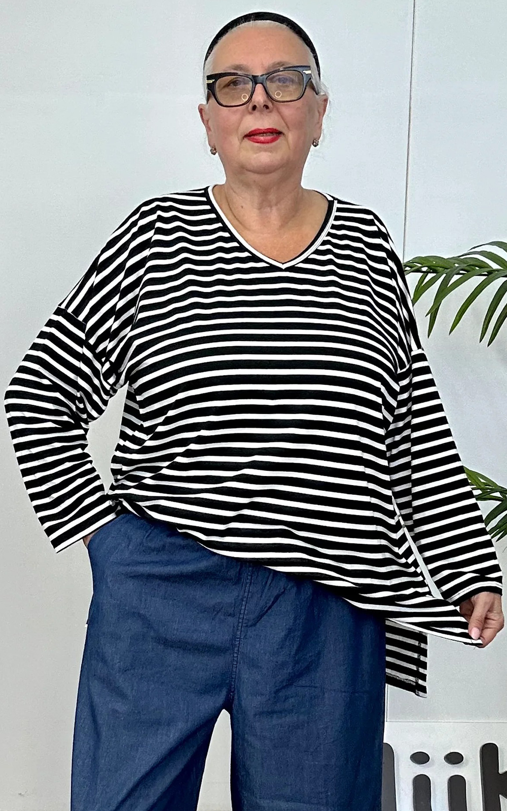 Striped Relaxed Top product photo.
