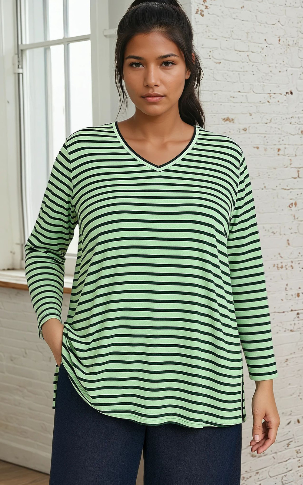 Striped Relaxed Top product photo.