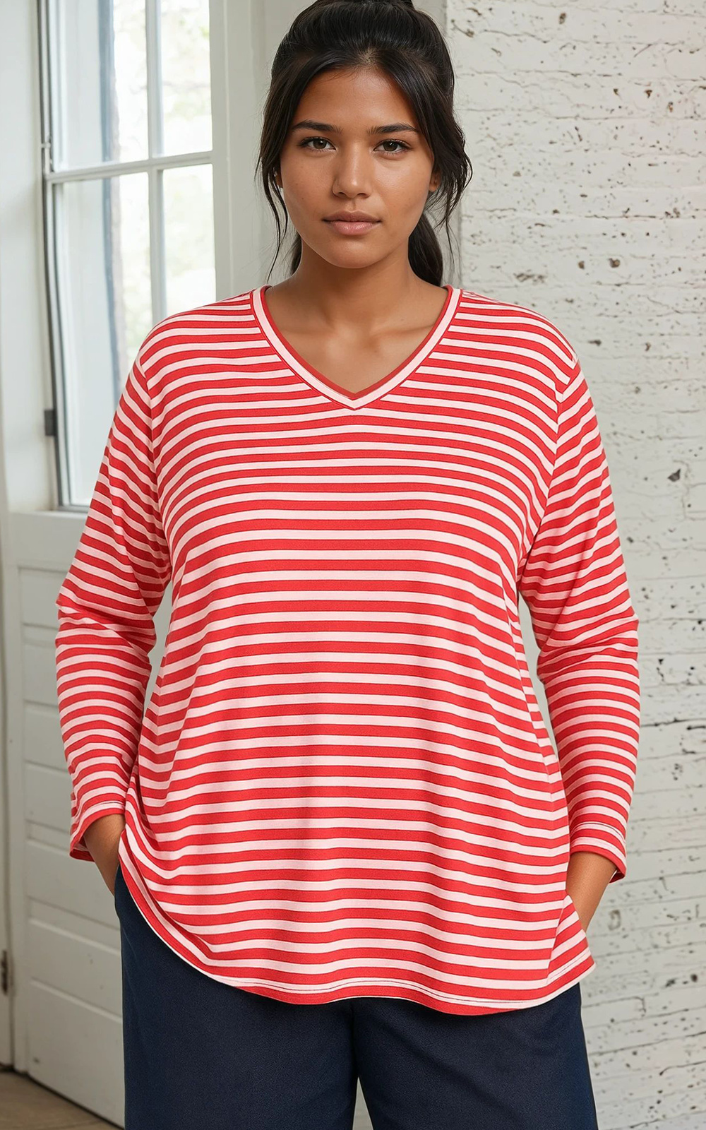 Striped Relaxed Top product photo.