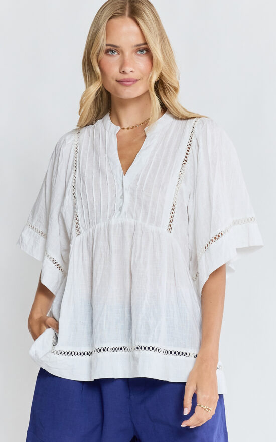 Laverne Pintuck Top  product photo.