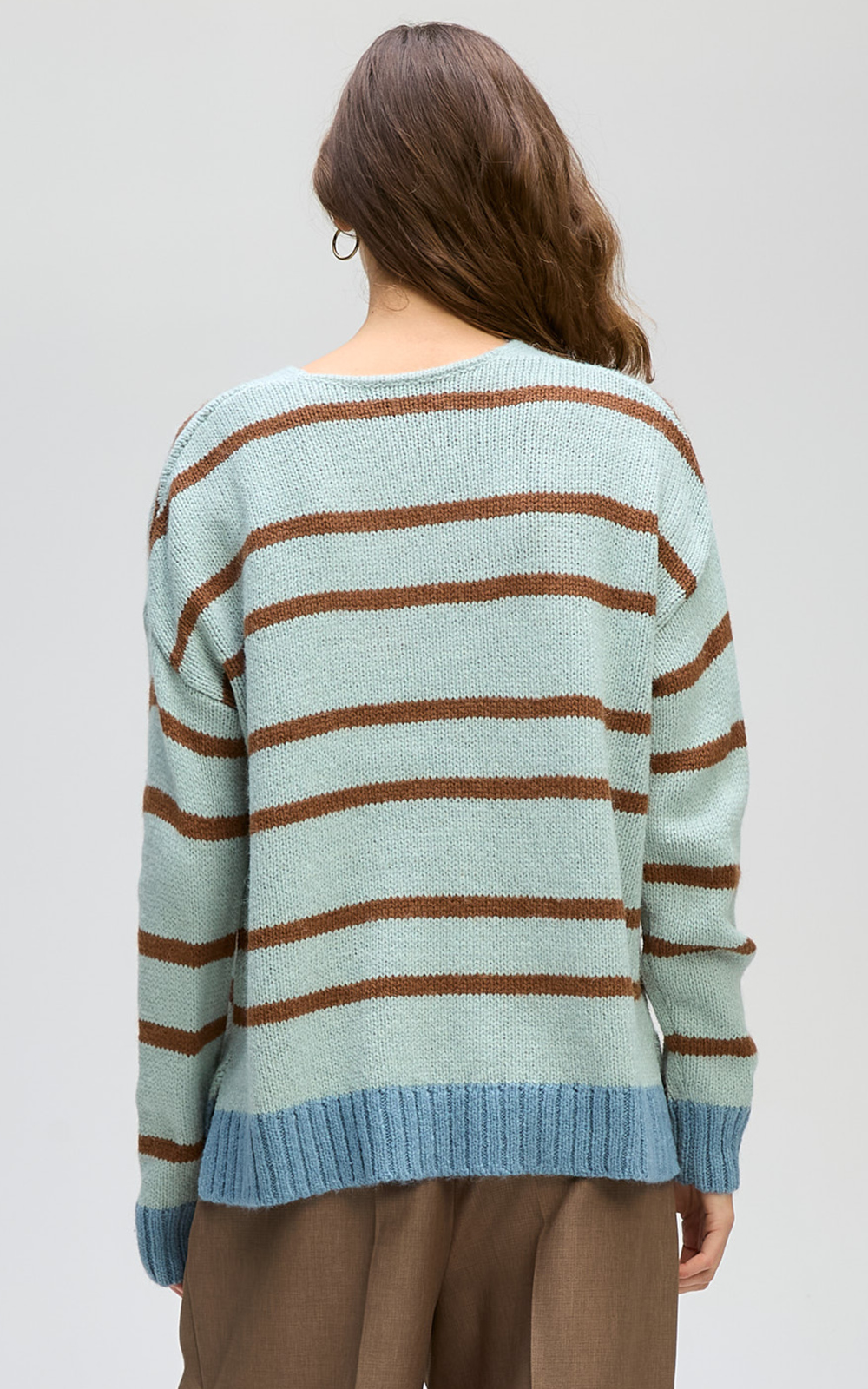 Cozy Stripe V Jumper product photo.